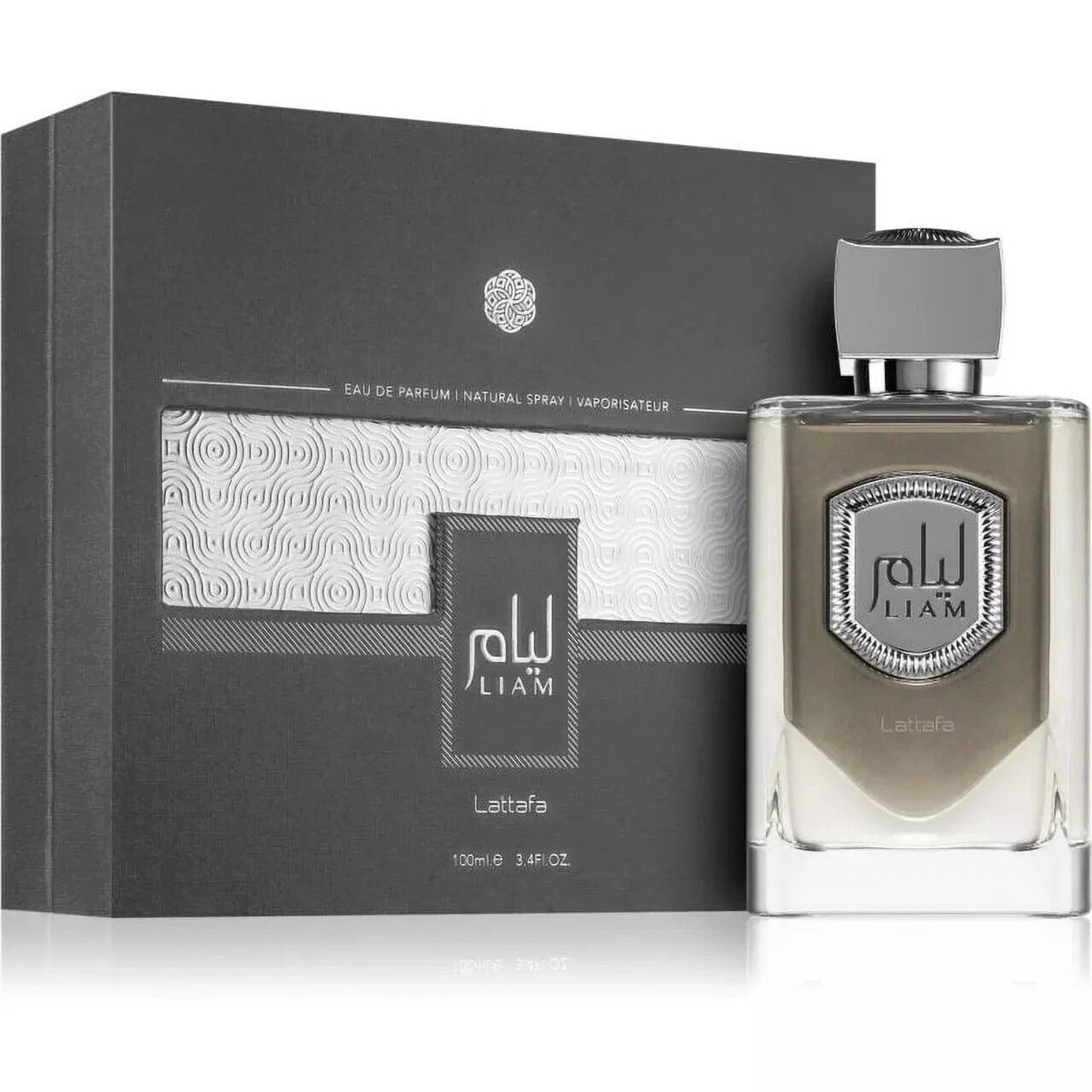 Liam Grey Eau De Parfum 100ml by Lattafa | Fig Tea Cardamom Woody Vanilla Unisex Perfume Adams Perfumes