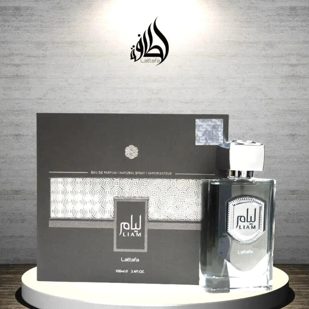 Liam Grey Eau De Parfum 100ml by Lattafa | Fig Tea Cardamom Woody Vanilla Unisex Perfume Adams Perfumes