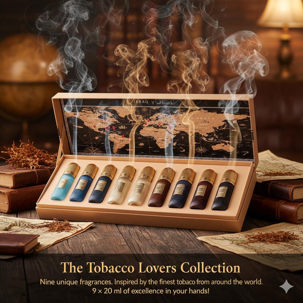 IBRAQ Tobacco Collection Set 9x20ml by Ibrahim Al Qurashi – Luxury Tobacco Discovery Gift Set Adams Perfumes